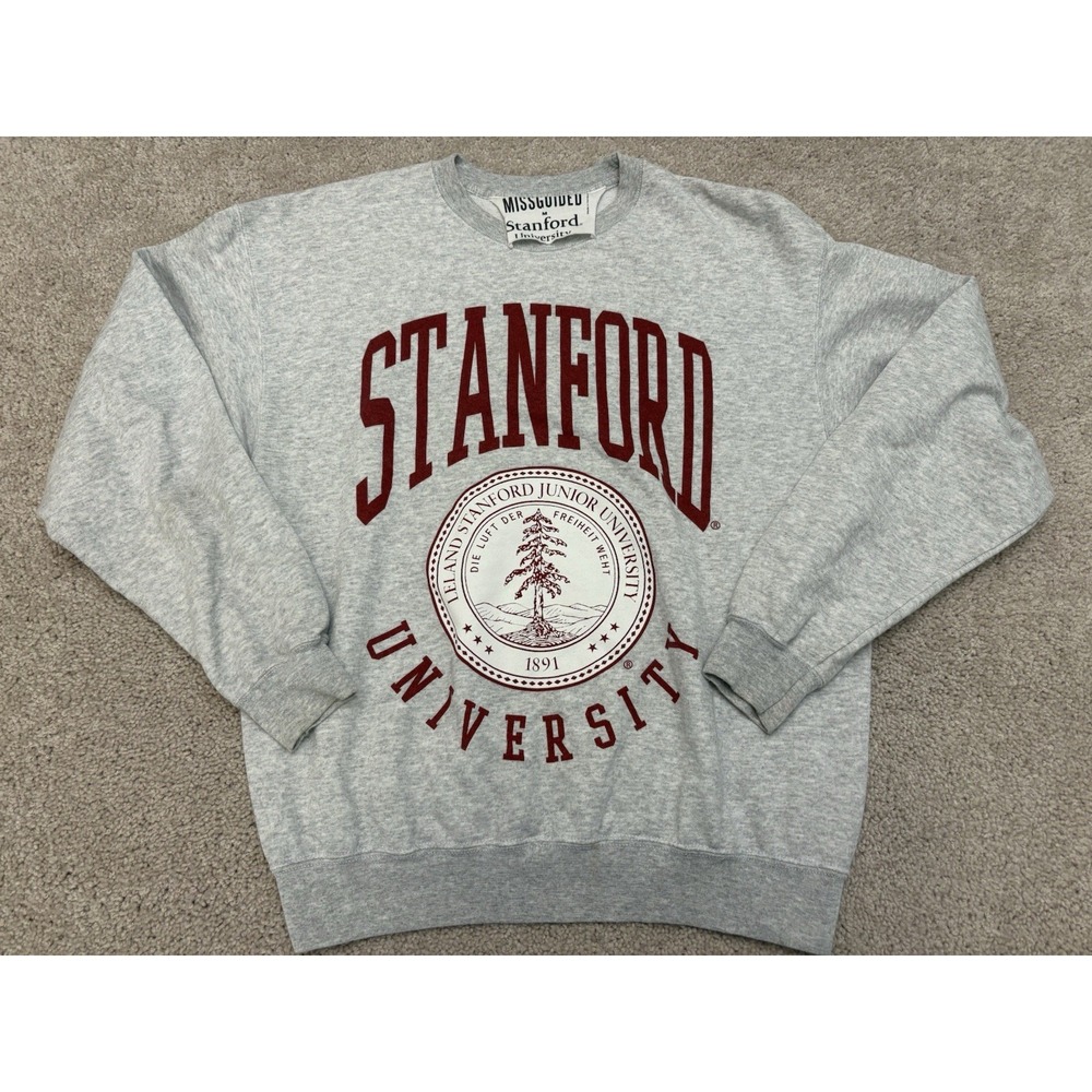 Women's Missguided University Of Stanford Crewneck Gray Sweater Pullover Size M